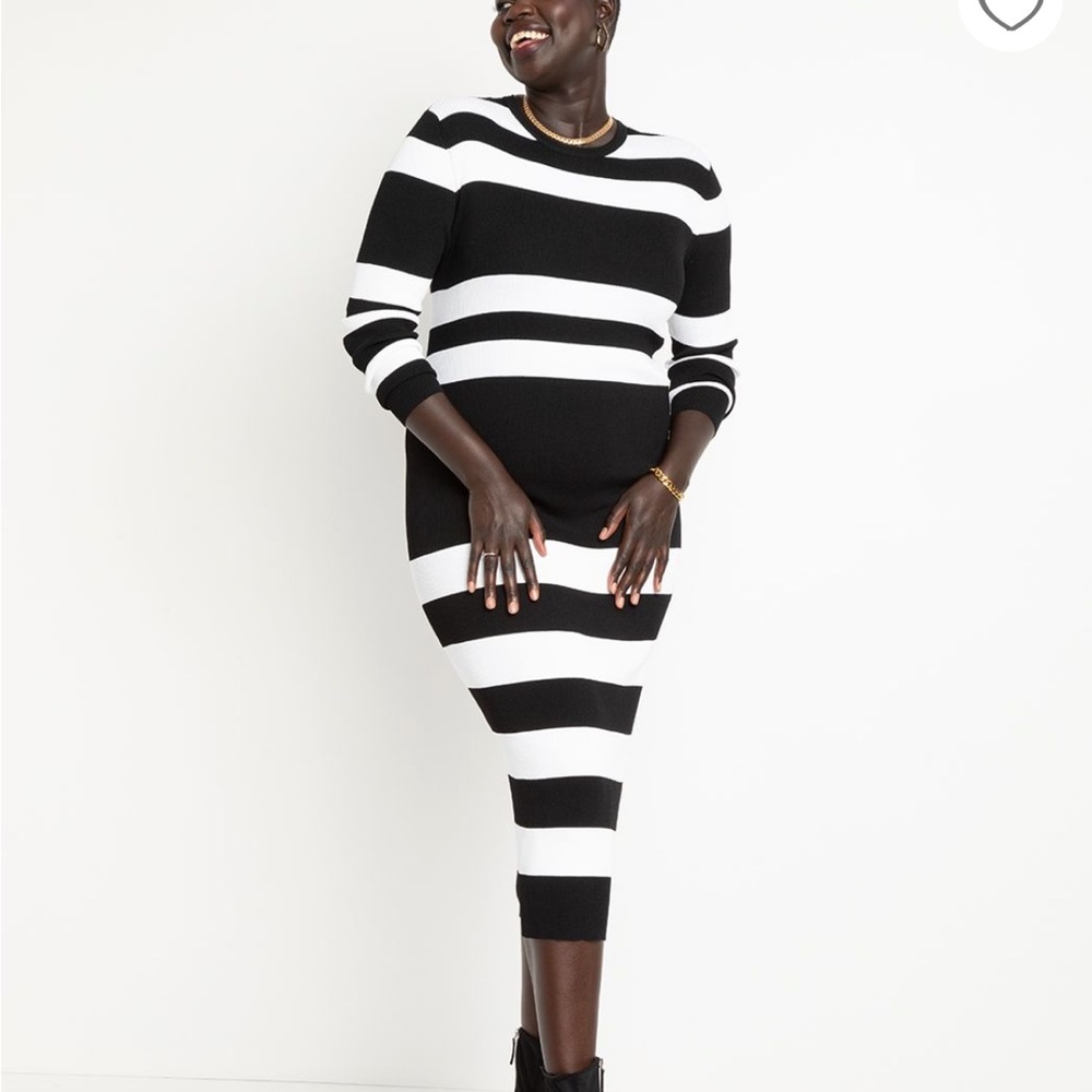 Eloquii Striped Ribbed Dress